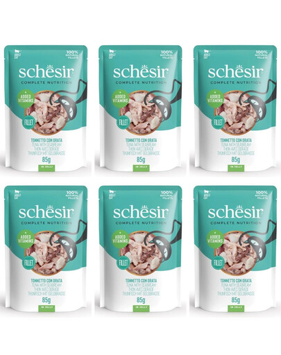 SCHESIR Tuňák s mořskou pražmou v želé pro kočky 6x85g
