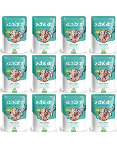 SCHESIR Tuňák s makrelou v želé pro kočky 12x85 g
