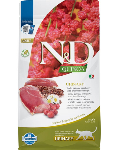 FARMINA N&D Quinoa Cat Urinary Duck 1,5 kg krmivo pro kočky na podporu močových cest