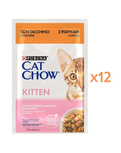 PURINA Cat Chow Kitten Krůtí s cuketou v želé 12x85g krmivo pro koťata