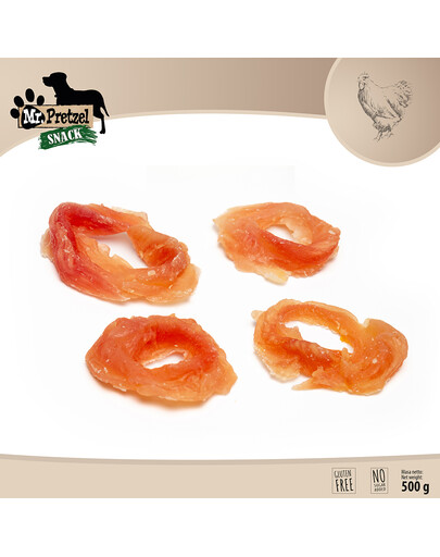 MR. PRETZEL Miękkie krążki z kurczaka 500g przysmak dla psa