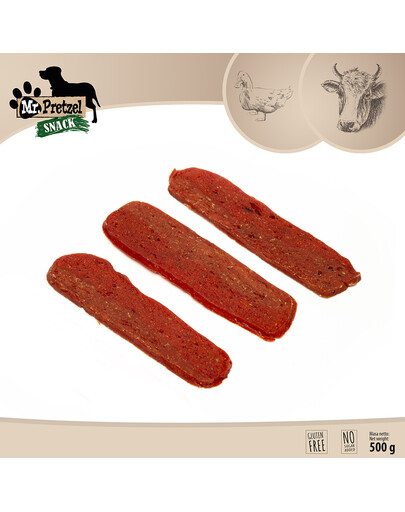 MR. PRETZEL Filet z kaczki i wołowiny 500g przysmak dla psa