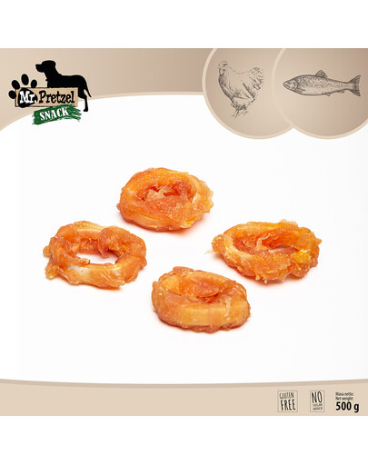 MR. PRETZEL Krążki z kurczaka i ryby 500g przysmak dla psa