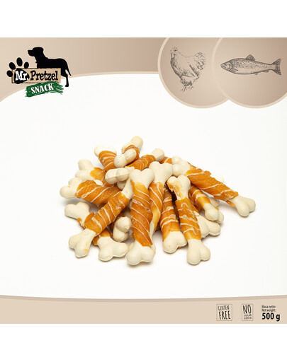 MR. PRETZEL Kostki z kurczakiem i dorszem 500g przysmak dla psa