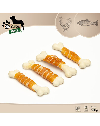 MR. PRETZEL Kostki z kurczakiem i dorszem 500g przysmak dla psa