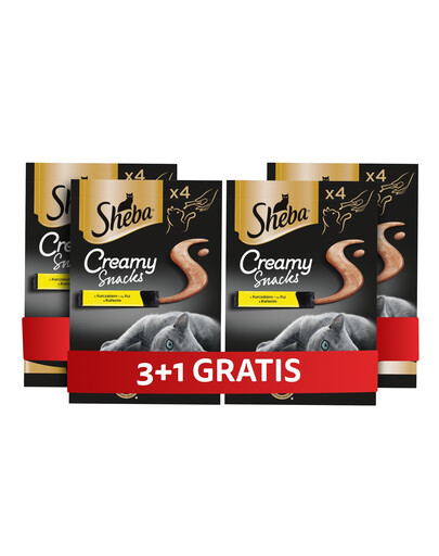 SHEBA Creamy Snacks krémový pamlsek pro kočky s kuřecím masem 4 x 4x12g