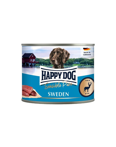 HAPPY DOG Sensible Pure Sweden Maso z divočiny 200 g mokré krmivo pro psy
