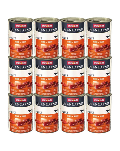 ANIMONDA GranCarno zestaw z wołowiną i kurczakiem 12 x 400 g