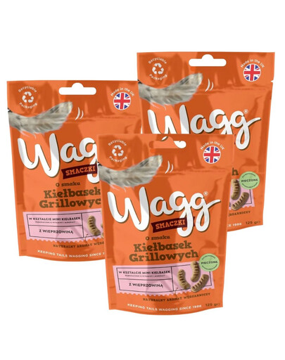 WAGG o chuti grilovacích klobás 3x125g pamlsky pro psa