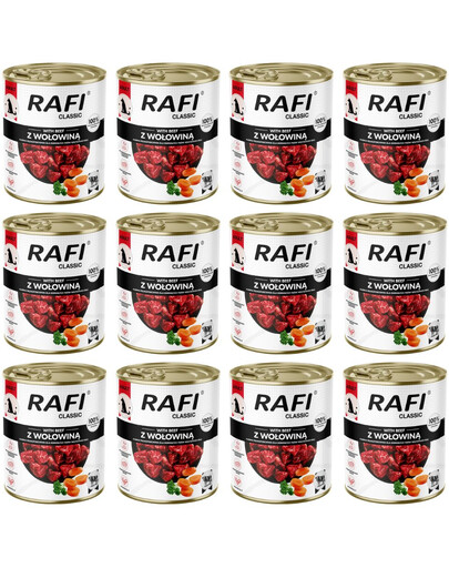RAFI Classic s hovězím masem 12x800 g konzervy pro psy