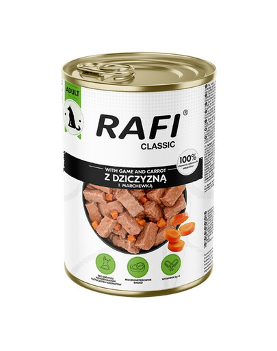 RAFI Classic Divoké maso a mrkev v omáčce 1240 g konzerva pro psy všech plemen