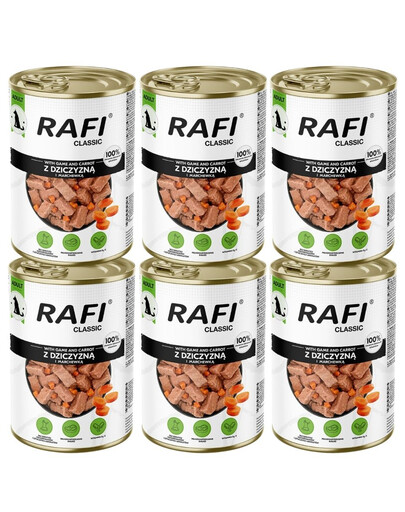 RAFI Classic zvěřina a mrkev v omáčce 6x1240 g konzervy pro psy všech plemen