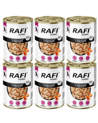 RAFI Classic krůta a mrkev v omáčce 6x1240 g konzervy pro psy všech plemen