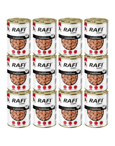 RAFI Classic Hovězí v omáčce 12x1240 g mokré krmivo pro psy všech plemen