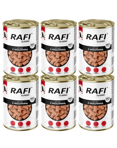 RAFI Classic Hovězí v omáčce 6x1240 g konzervy pro psy všech plemen