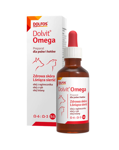 DOLFOS Dolvit Omega 50 ml kyseliny omega pro použití v případě nadměrného vypadávání srsti pro psy a kočky