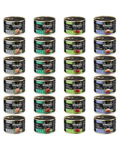 SUPER RAFI Cat Mix 4 Příchutě 24x185g konzervy pro kočky