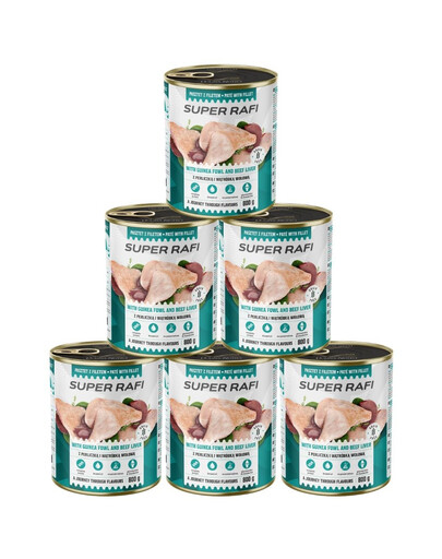 RAFI Super z perliczką i wątróbką wołową 6x800g pasztet dla psów 