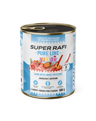 SUPER RAFI Pure Line Junior jehněčí s batáty 800g konzerva pro štěňata a mladé psy