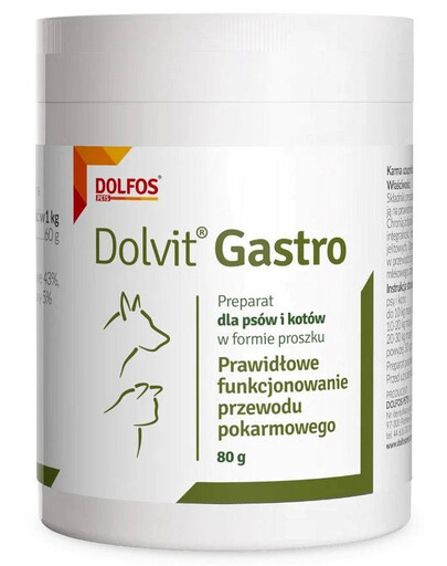DOLFOS Dolvit Gastro 80g Přípravek pro správnou funkci trávicího traktu pro psy a kočky