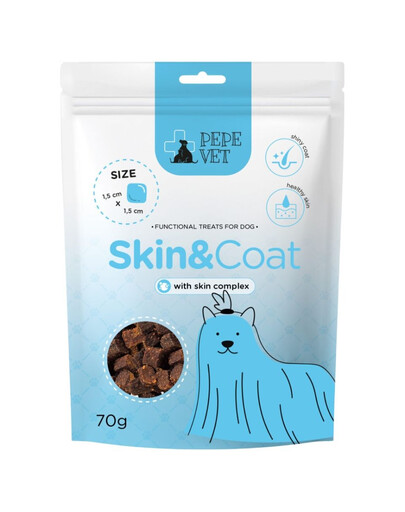 PAKA ZWIERZAKA PEPE Vet Funkční pamlsky Skin Coat 70g pamlsky na podporu kůže a srsti pro psy