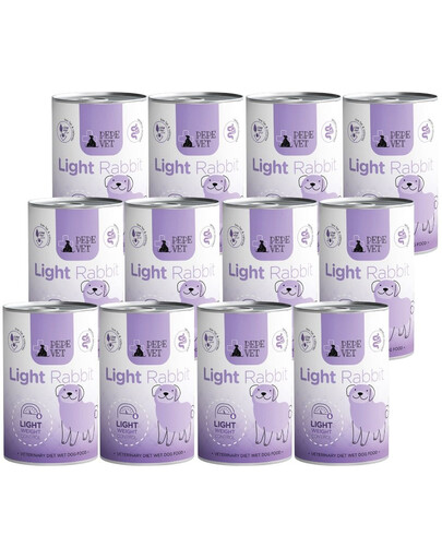 PAKA ZWIERZAKA PEPE Vet Light Rabbit 12x400 g konzervy pro psy podporující redukci nadváhy