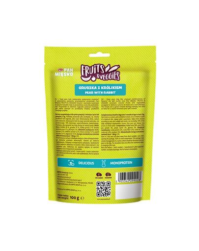 Fruits and Veggies Gruszka z królikiem przysmak dla psa 100 g