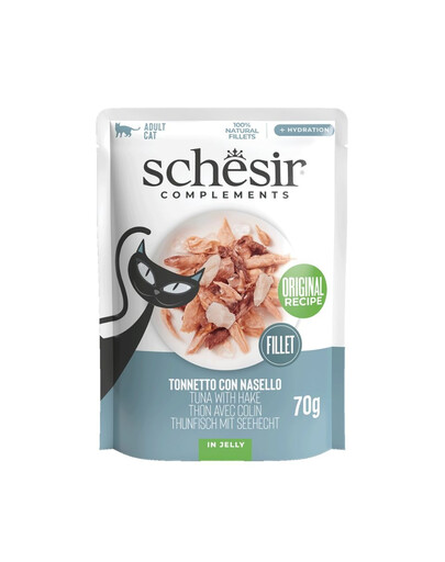 SCHESIR Complements Tuňák s treskou v želé 70 g doplňkové krmivo pro kočky