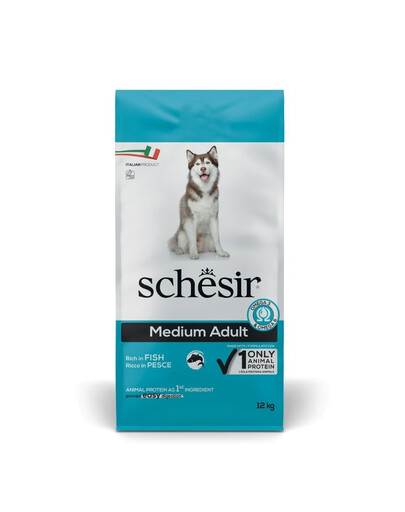 SCHESIR Original Medium Adult Ryby 12 kg granule pro dospělé psy středních plemen