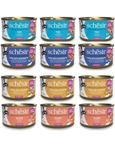 SCHESIR Sada smíšených příchutí ve vývaru 12x85g (4 příchutě)
