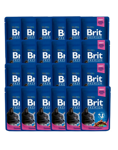 BRIT Premium Adult Mix příchutí 48x100 g kapsičky s kuřecím a krůtím masem a treskou pro kočky