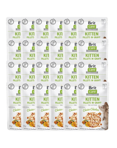 CARE Fillets in Gravy Pouch Kitten Choice Chicken 24x85g z kurczakiem dla kociąt