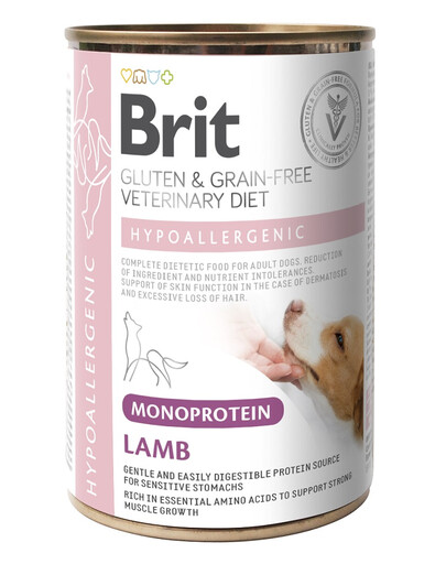 BRIT Veterinary Diet Dog Hypoallergenic Monoprotein Lamb 400g s jehněčím masem pro psy s alergiemi a kožními problémy