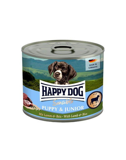 HAPPY DOG Sensible Puppy Junior Jehněčí a rýže 200 g mokrá strava pro štěňata a mladé psy