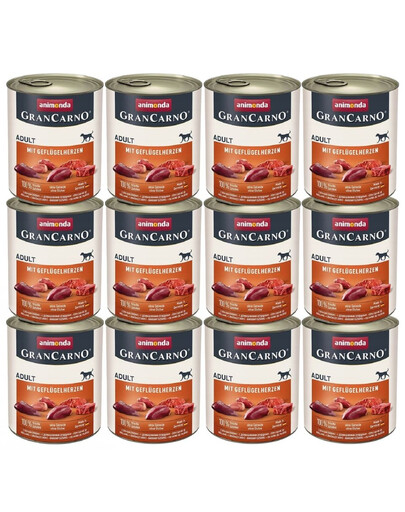 ANIMONDA GranCarno Wieprzowina z sercami drobiowymi dla psa 12x800 g