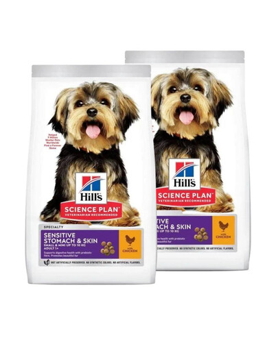 HILL'S Science Plan Adult Small Mini Sensitive Stomach and Skin Chicken 2x6 kg kuřecí, pro citlivé psy malých a miniaturových plemen