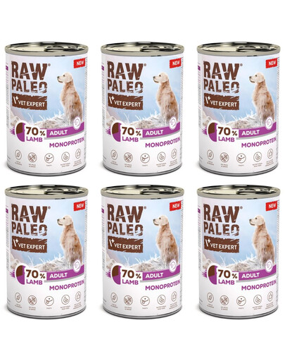 RAW PALEO Monoprotein Lamb Adult 6x400g jehněčí, krmivo pro psy
