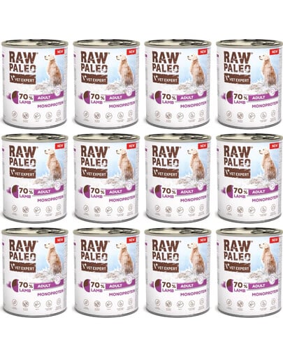 RAW PALEO Monoprotein Lamb Adult 12x800g jehněčí krmivo pro psy