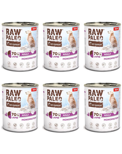 RAW PALEO Monoprotein Lamb Adult 6x800g jehněčí konzervy pro psy