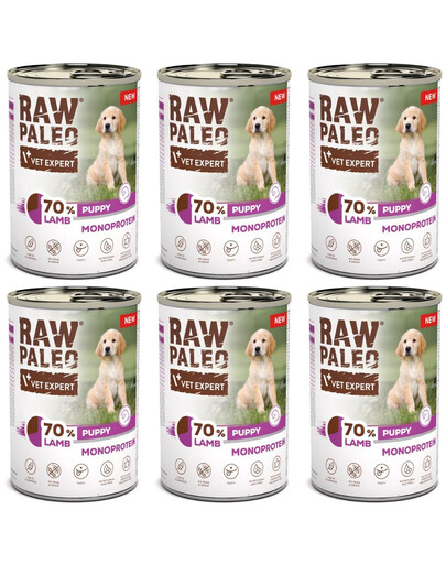 RAW PALEO Monoprotein Lamb Puppy 6x400g jehněčí krmivo pro štěňata