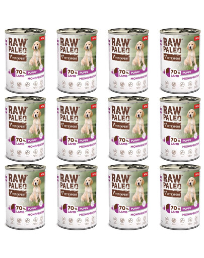 RAW PALEO Monoprotein Lamb Puppy 12x400g jehněčí krmivo pro štěňata