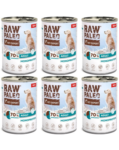 RAW PALEO Monoprotein Kangaroo Adult 6x400g s masem klokana, krmivo pro psy