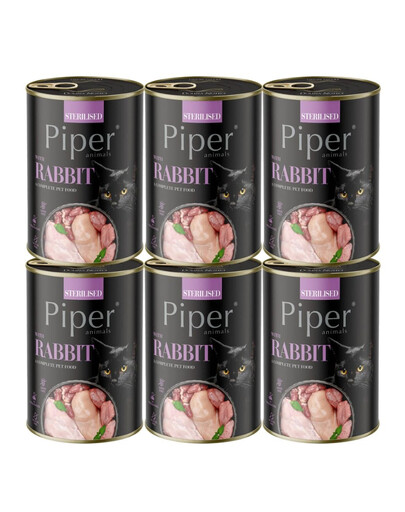 PIPER Animals Sterilised Rabbit 6x400 g s králíkem, mokré krmivo pro sterilizované kočky