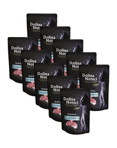 DOLINA NOTECI Premium Senior jídlo z jehněčího 10x85 g konzervy pro starší kočky