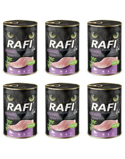 RAFI Cat Adult s králíkem 6x400 g krmivo pro kočky po sterilizaci