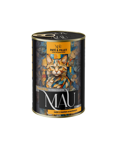 MAU Krůtí paštika a filet s arašídovým máslem 400 g mokré krmivo pro kočky