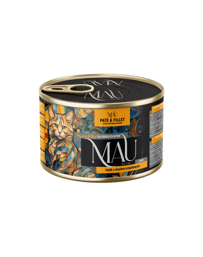 MAU Krůtí paštika a filet s arašídovým máslem 185 g mokré krmivo pro kočky