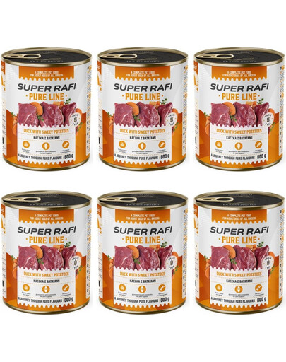 SUPER RAFI Pure Line kachna s batáty 6x800g konzervy pro psy