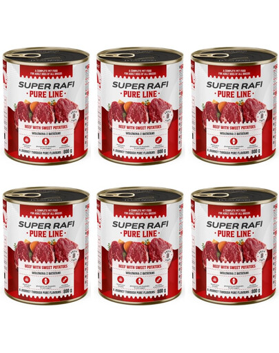 SUPER RAFI Pure Line hovězí s batáty 6x800g konzervy pro psy