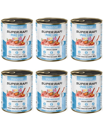 SUPER RAFI Pure Line Junior jehněčí s batáty 6x800g konzervy pro štěňata a mladé psy